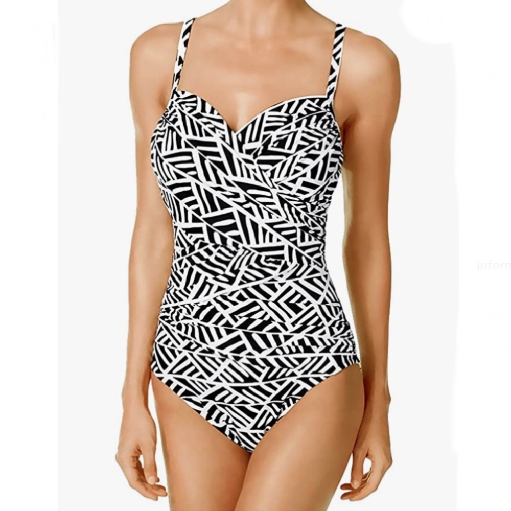 EUC- Swim Solutions Underwire Surplice One Piece w/Tummy Control